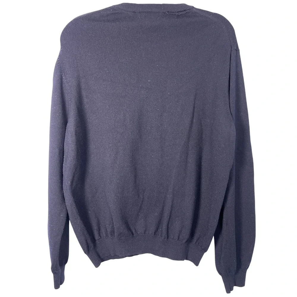 Brooks Brothers Men's Navy‎ Crewneck Wool Blend Grandpa Preppy Sweater Large